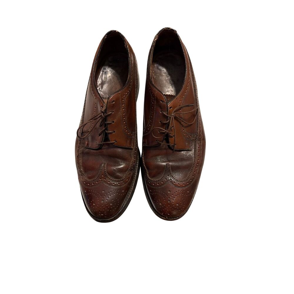 Vintage Florsheim Imperial Longwing Wingtip Brogue Brown Leather Shoes Men’s 10